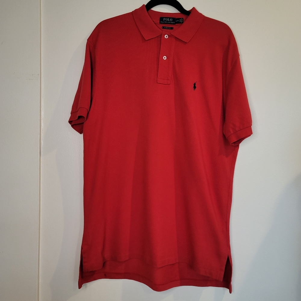 Polo RALPH LAUREN  red polo blue logo size large